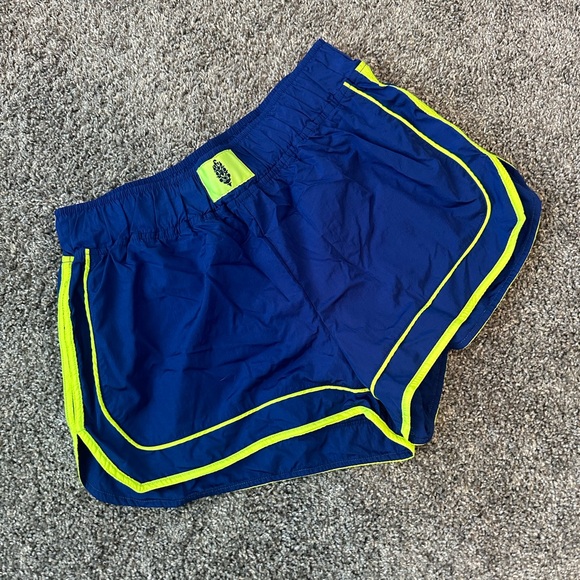FP Movement by Free People Pants - Small Free People Movement Blue and Neon Yellow Athletic Shorts